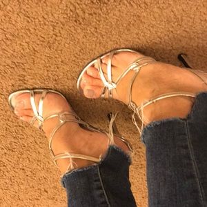 Stuart Weitzman Silver Specchio Calf heels